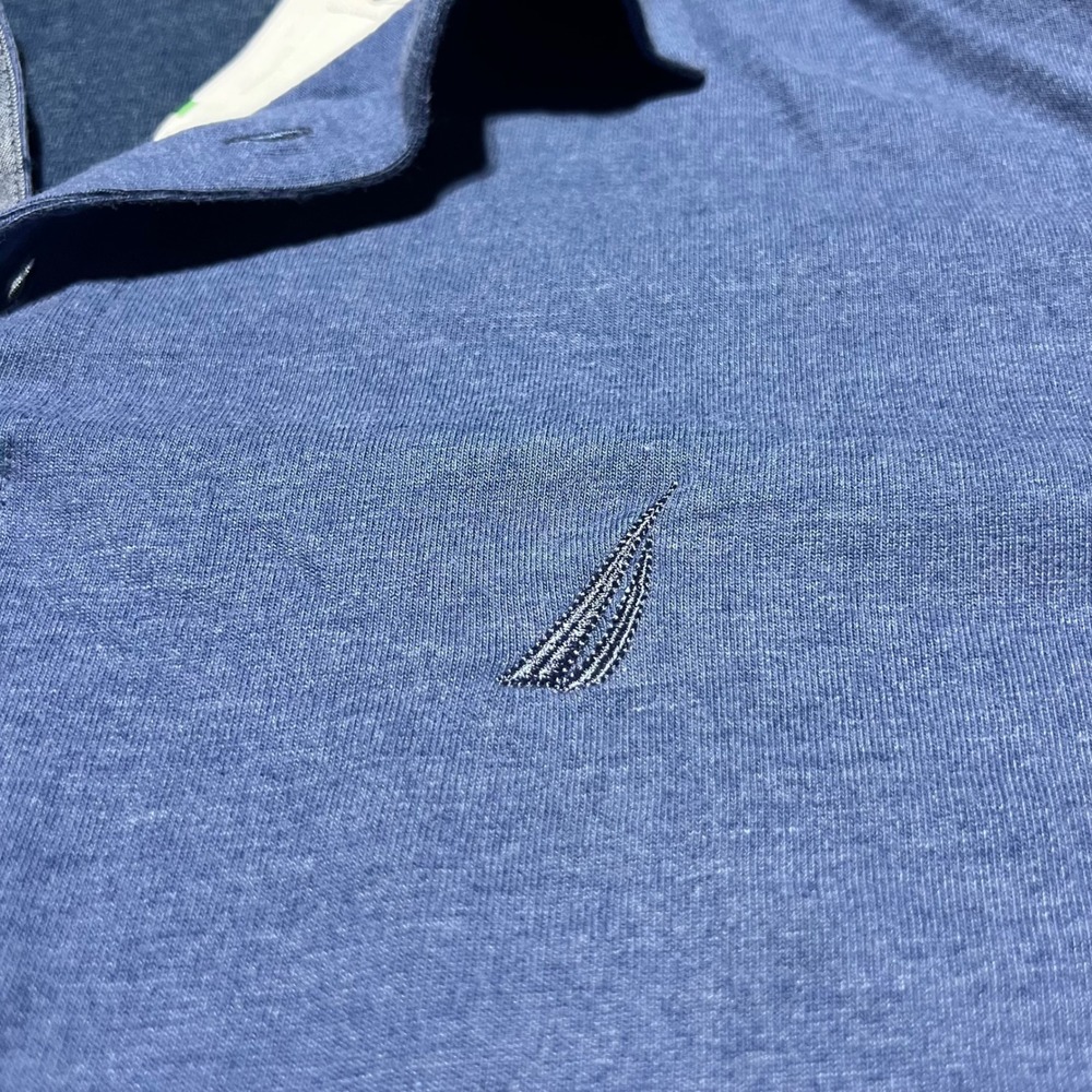Nautica Mens Blue Heathered Long Sleeve Polo Shirt Size Large NWT - Picture 4 of 16